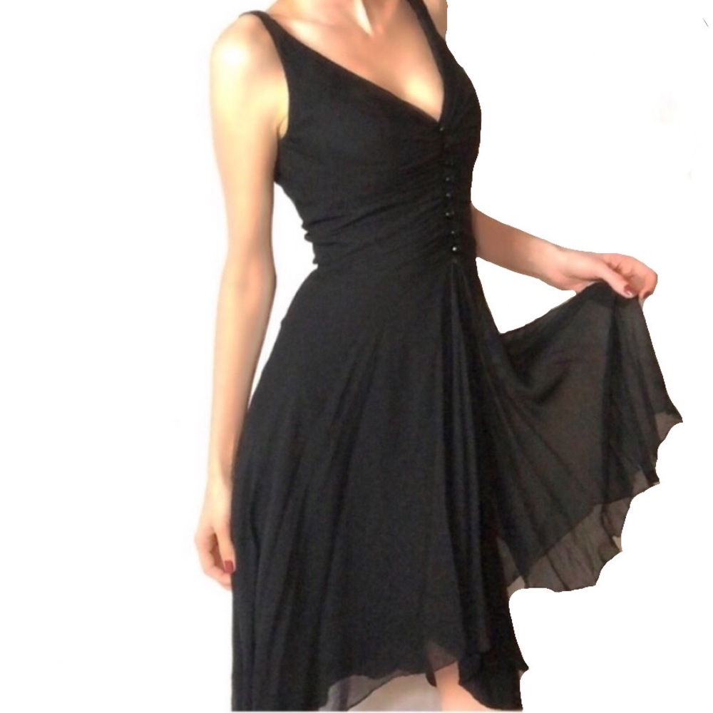 Joanna Mastroianni Black Silk Flowy dress
